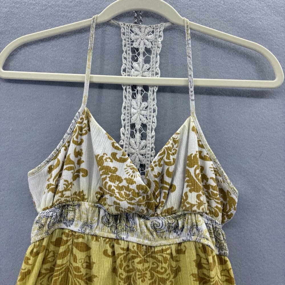 Y2K‎ Vintage Self Esteem Yellow Ombré Halter Tank Crochet Detail Boho SZ Medium - Picture 2 of 10
